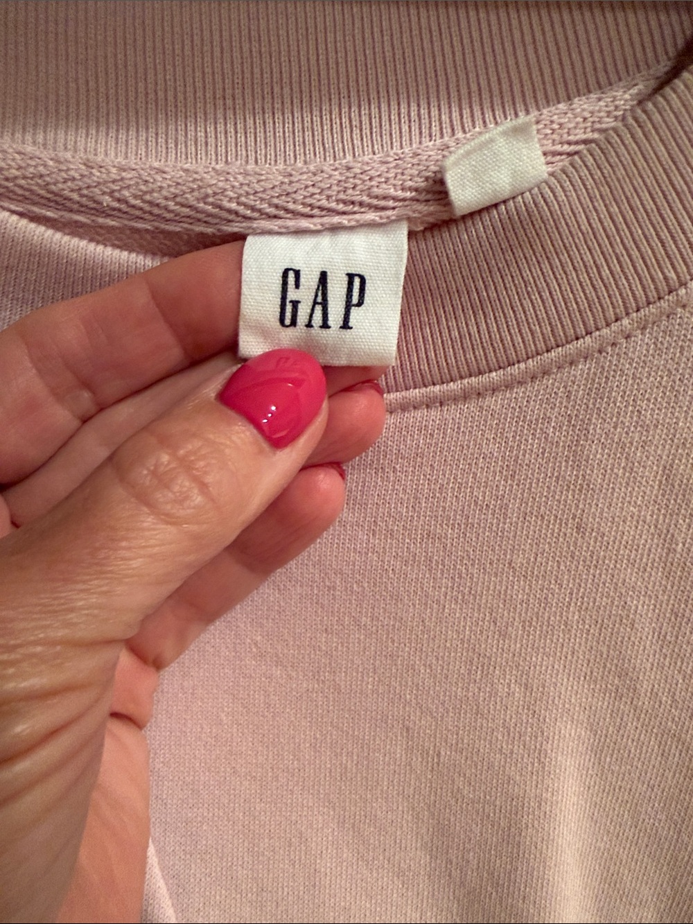 GAP Light Pink Tie-Front Short Sleeve Sweatshirt - Picture 2 of 4